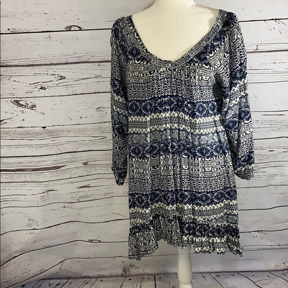 Altar’d State navy and white peasant blouse/dress - Picture 1 of 7